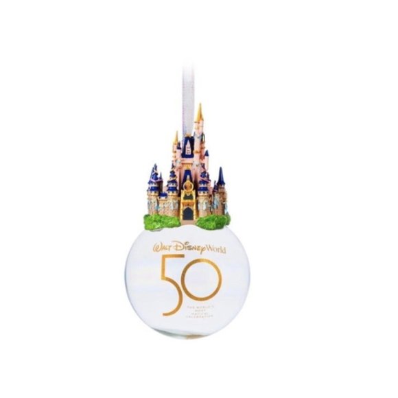 Cinderella Castle Glass Ball Ornament – Walt Disney World 50th Anniversary